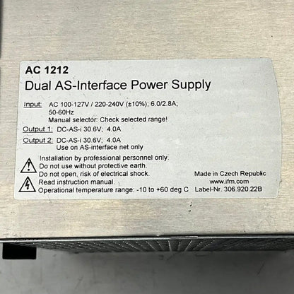 IFM Electronic AC1212 Dual AS-i Power Supply