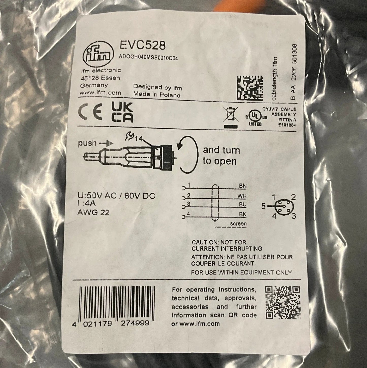 IFM Electronic EVC528 Connecting Cable