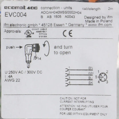 IFM Electronic Ecomat 400 EVC004 Connection Cable