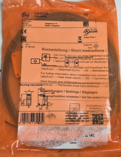 IFM Electronic O6S200 Through-Beam Sensor Transmitter - O6S-OOKG