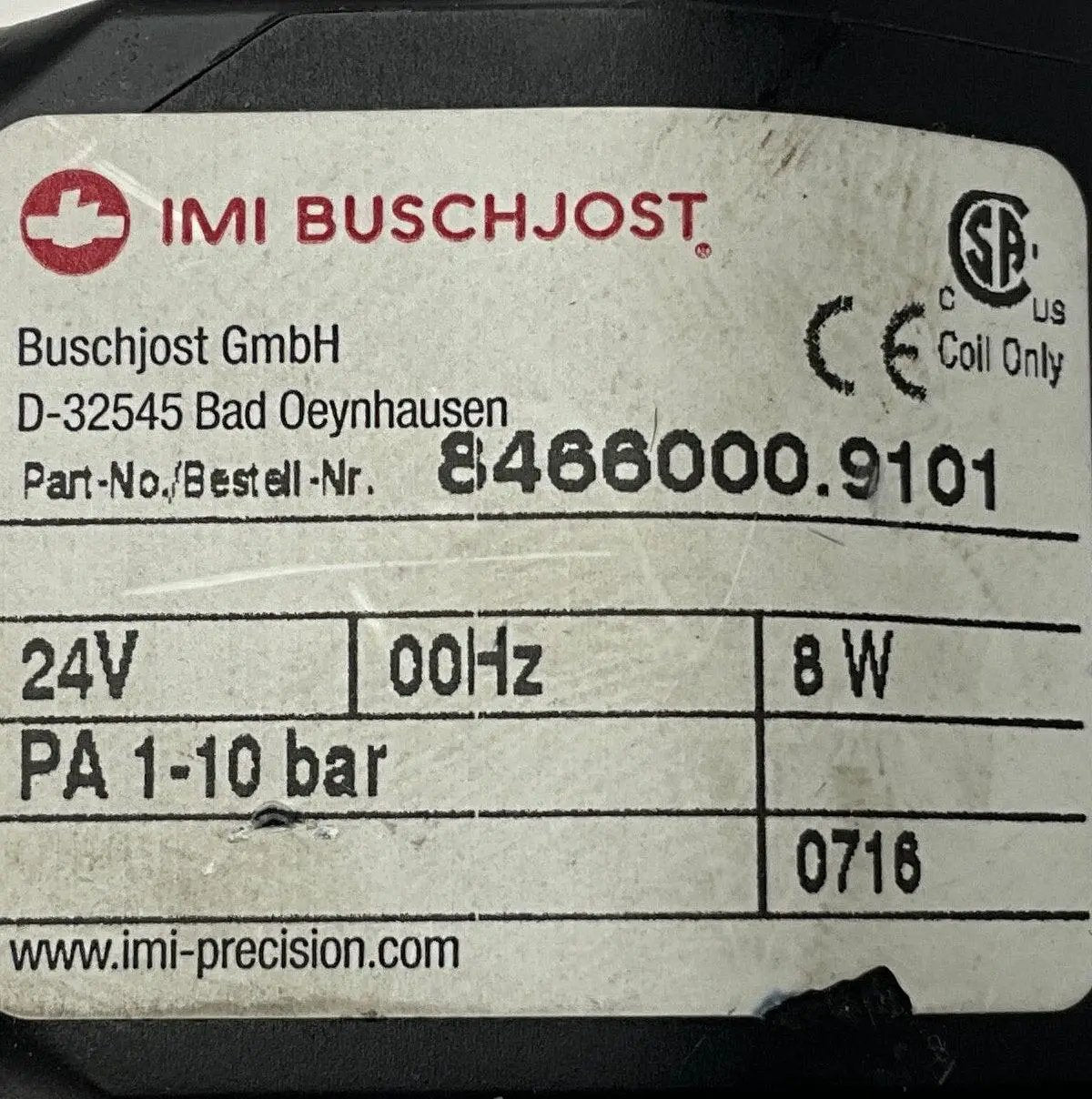 IMI Buschjost 8466000.9101 Solenoid Valve - 24 V DC