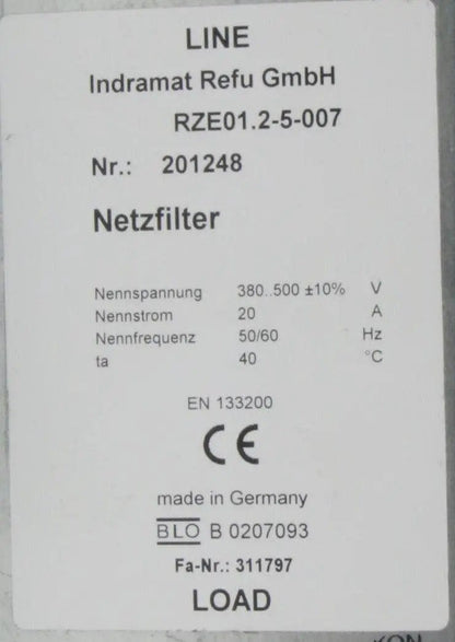 Indramat RZE01.2-5-007 Line Filter