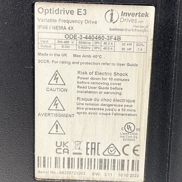 Invertek Drives Optidrive E3 Outdoor Switched Variable Frequency Drive