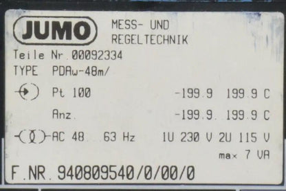 Jumo PDAw-48 Digital Temperature Controller