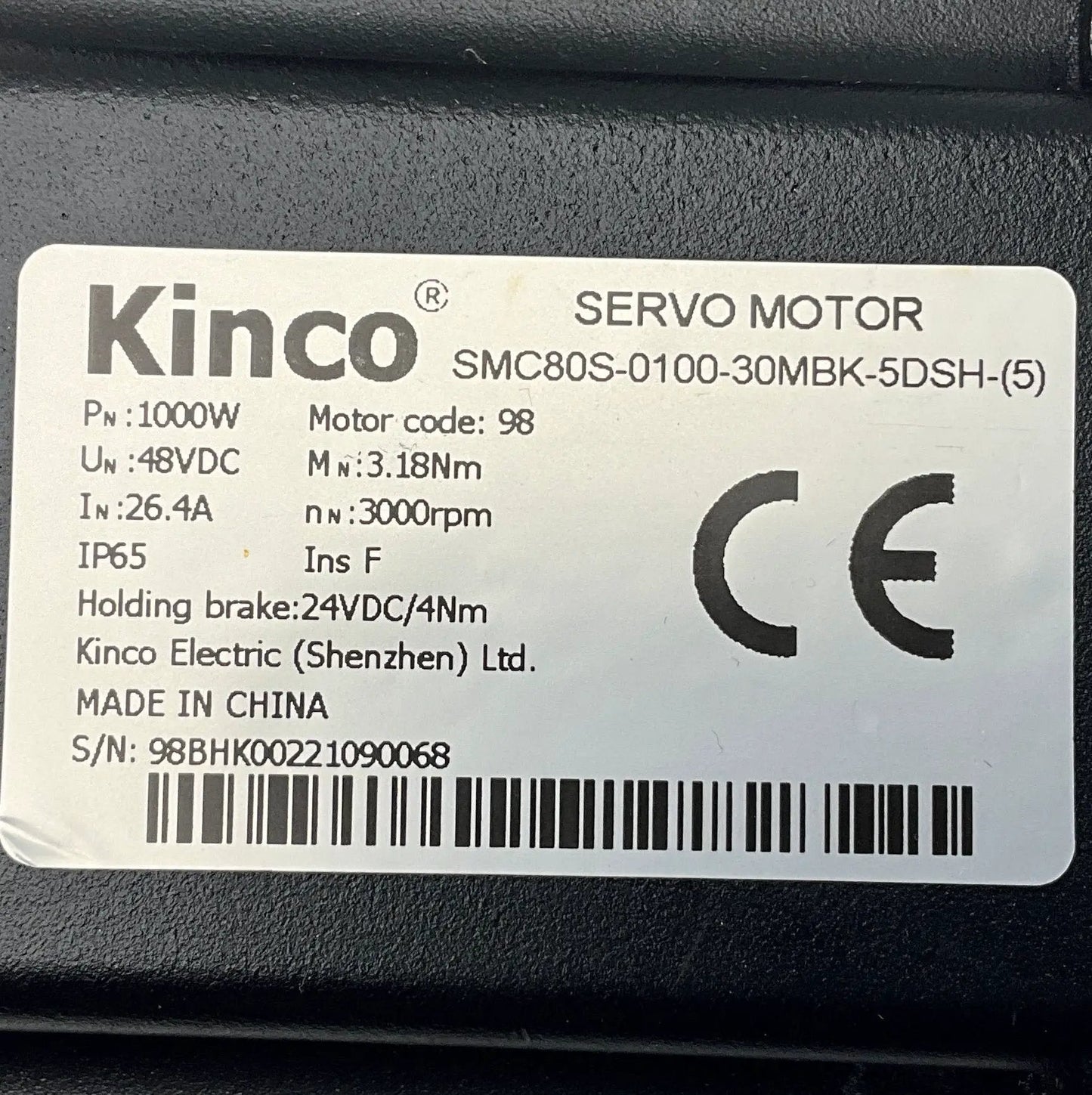 Kinco SMC80S-0100-30MBK-5DSH-(5) AC Servo Motor