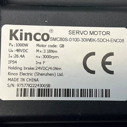 Kinco SMC80S-0100-30WBK-5DCH-ENC08 AC Servo Motor