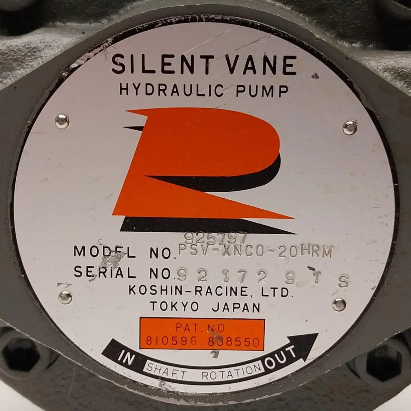 Koshin Racine PSV XNCO 20HRM Silent Vane Hydraulic Pump
