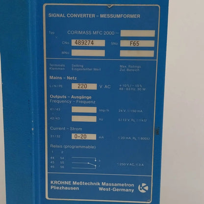 Krohne Corimass MFC 2000 Mass Flow Signal Converter