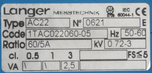 Langer Messtechnik Current Measuring Transformer AC22
