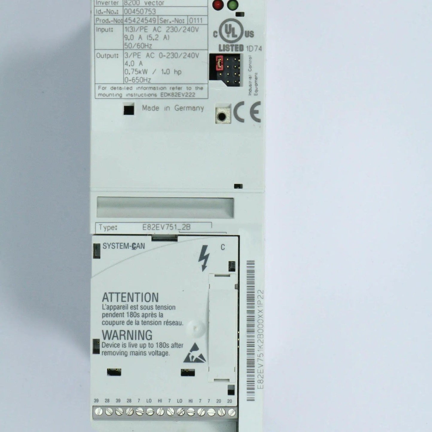 Lenze inverter 8200 vector E82EV751-2B