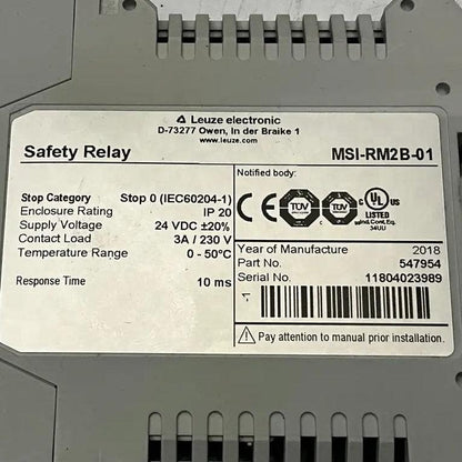 Leuze Electronic MSI-RM2B-01 Dual-Channel Safety Relay Module