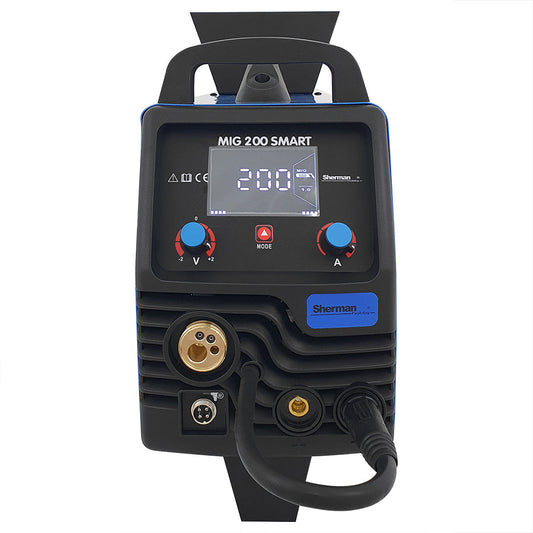 Sherman MIG 200 SMART inverter lasapparaat met wielen en flessenplateau