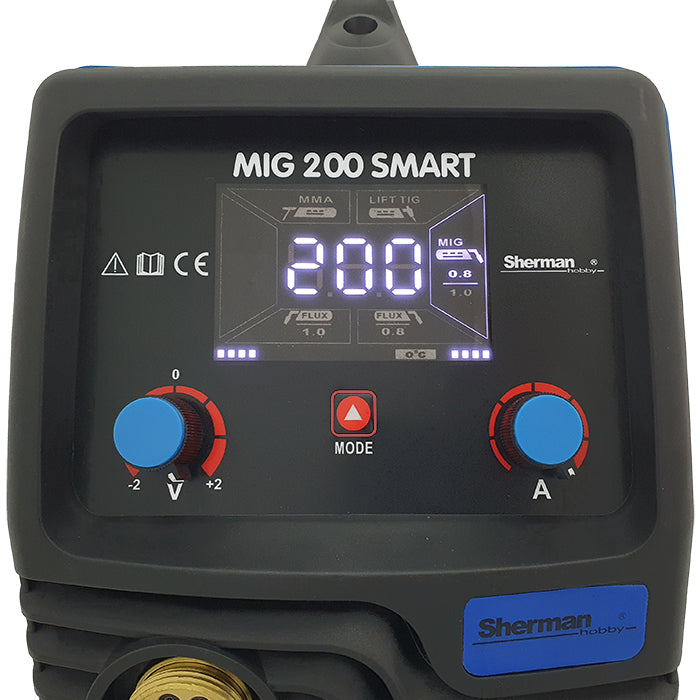 Sherman MIG 200 SMART inverter lasapparaat met wielen en flessenplateau