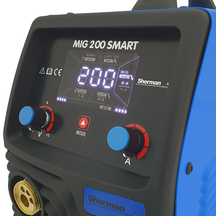 Sherman MIG 200 SMART inverter lasapparaat met wielen en flessenplateau