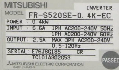 Mitsubishi S500 Inverter FR-S520SE-0. 4K-EC