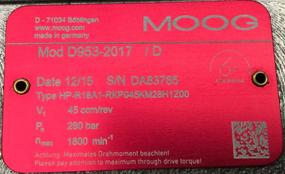 Moog Radial Piston Pump Mod D-953-2017/D