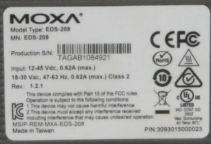 Moxa EDS-208 Industrial Ethernet Switch