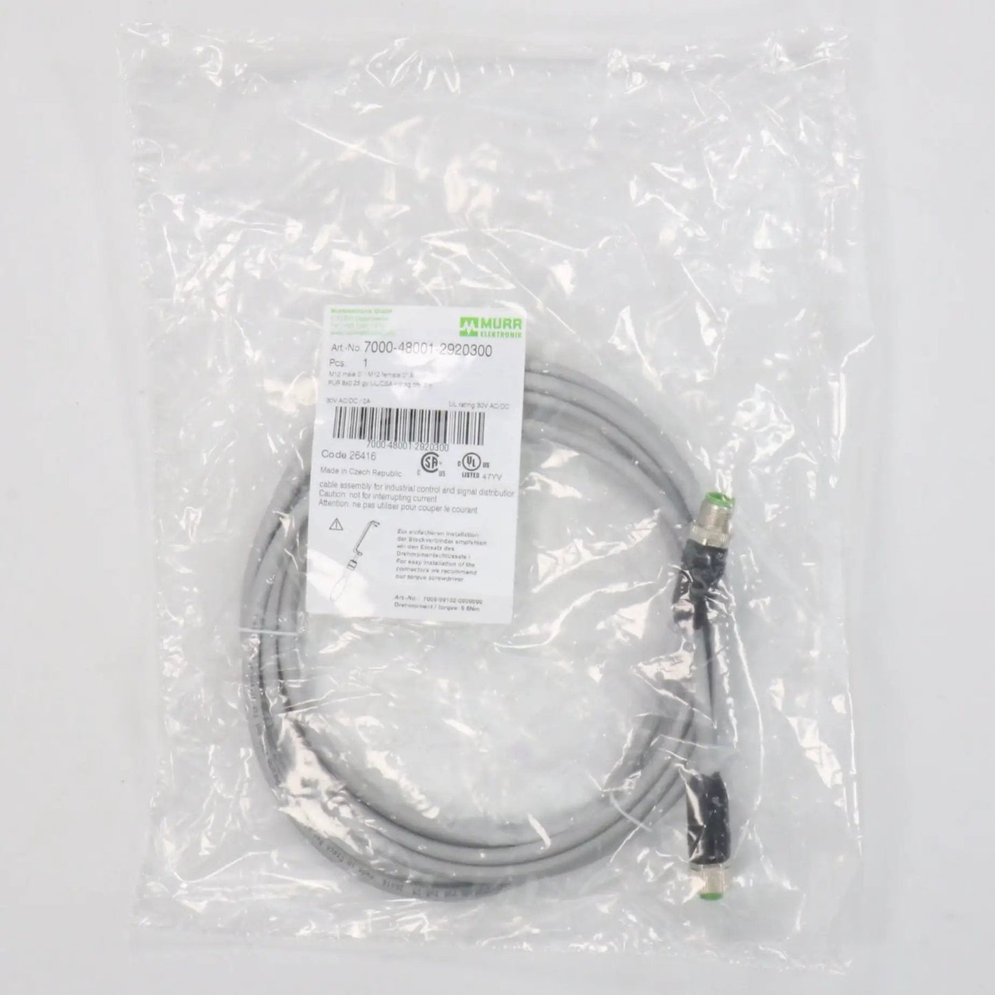 Murr Elektronik 7000 48001 2920300 Connecting Cable 3m