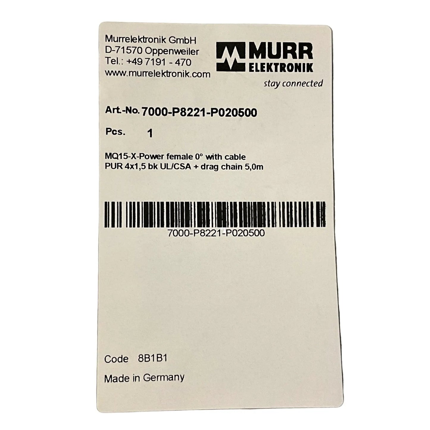 Murr Elektronik 7000-P8821-P020500 Connector Cable