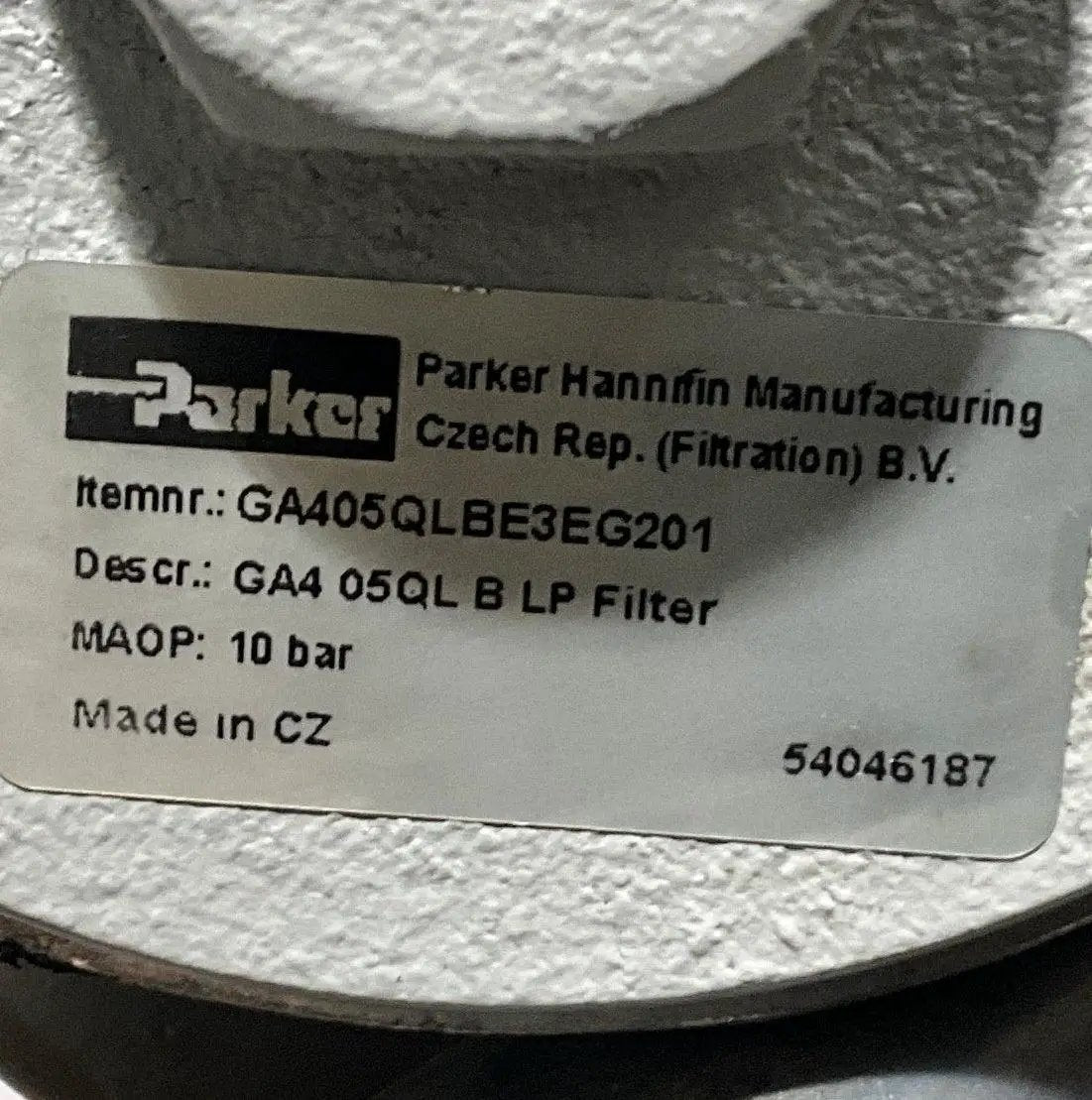 Parker Hannifin GA405QLBE3EG201 In-Line Filter Housing