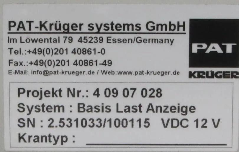 Pat Kruger Sytemtechnik 40907028 Base Load Indicator