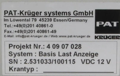 Pat Kruger Sytemtechnik 40907028 Base Load Indicator