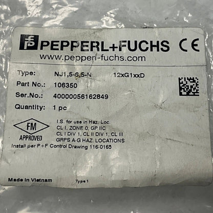 Pepperl + Fuchs NJ1,5-6,5-N Inductive Sensor