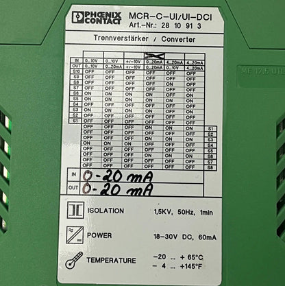 Phoenix Contact MCR-C-UI/UI-DCI Signal Conditioner