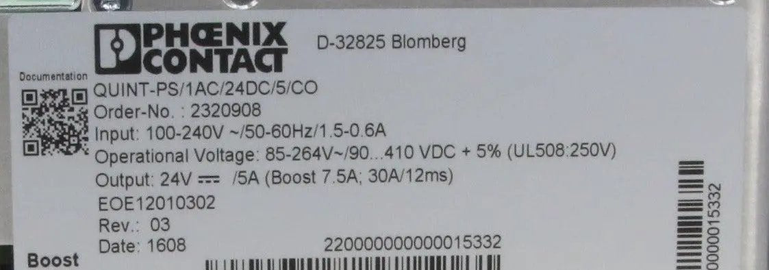 Phoenix Contact QUINT-PS/1AC/24DC/5/CO Power Supply