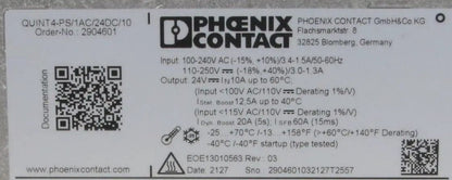 Phoenix Contact QUINT4-PS/1AC/24DC/10 Power Supply