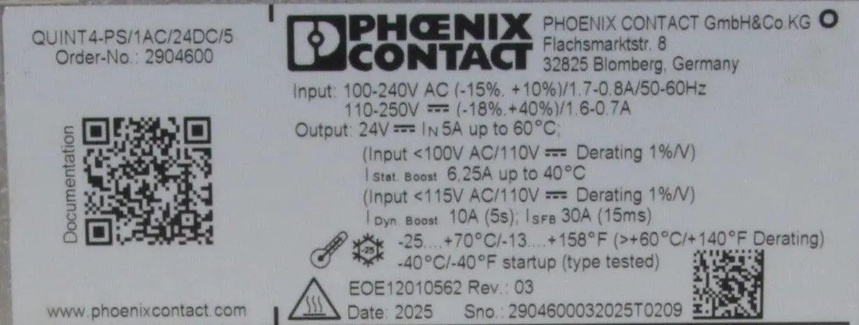 Phoenix Contact QUINT4 PS/1AC/24DC/5 Power Supply