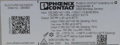 Phoenix Contact QUINT4 PS/1AC/24DC/5 Power Supply