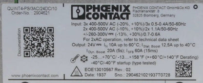 Phoenix Contact QUINT4-PS/3AC/24DC/10 Power Supply