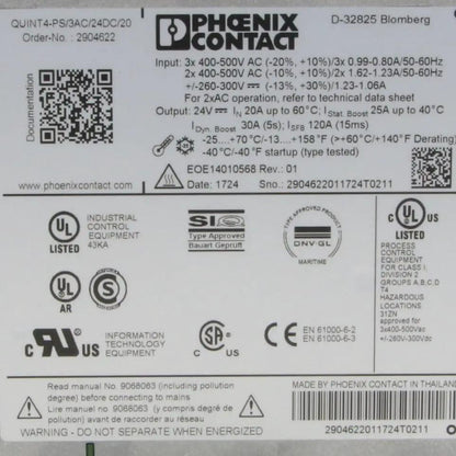 Phoenix Contact QUINT4-PS/3AC/24DC/20 Power Supply