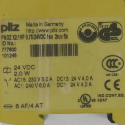 Pilz PNOZ X2 1 VP 075 24VDC 1so 2n o flx Safety Relay