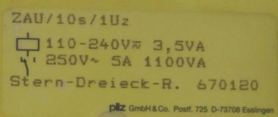 Pilz ZAU/10/1Uz Time Delay Relay 670120