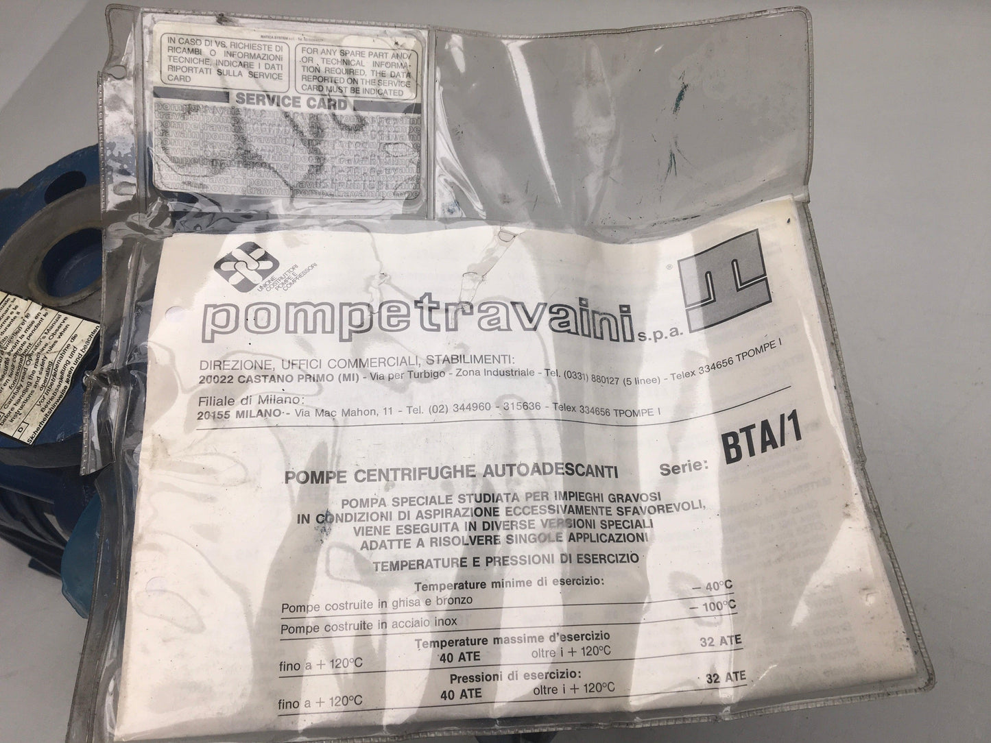 Pompetravaini Centrifugal Pump BTA 291/1C-M/A3
