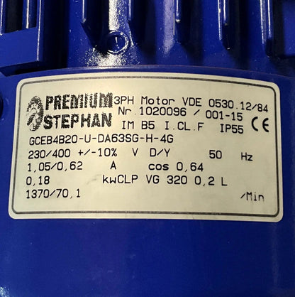Premium Stephan GCEB4820-U-DA63SG-H-4G 3 Phase Gearmotor