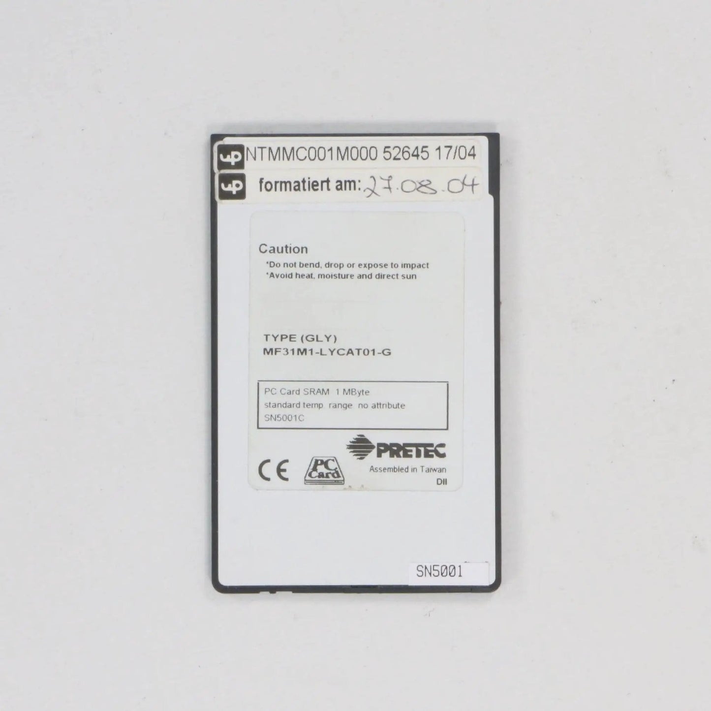 Pretec GLYN MF31M1 LYCAT02 G 1MB PC Card SRAM