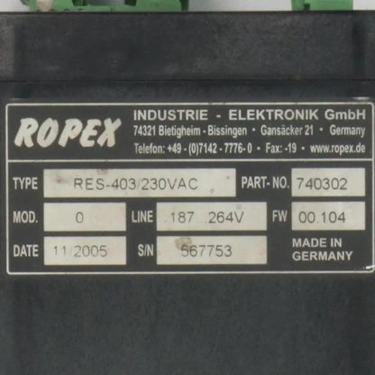 Ropex Resistron RES 403 Temperature Controller