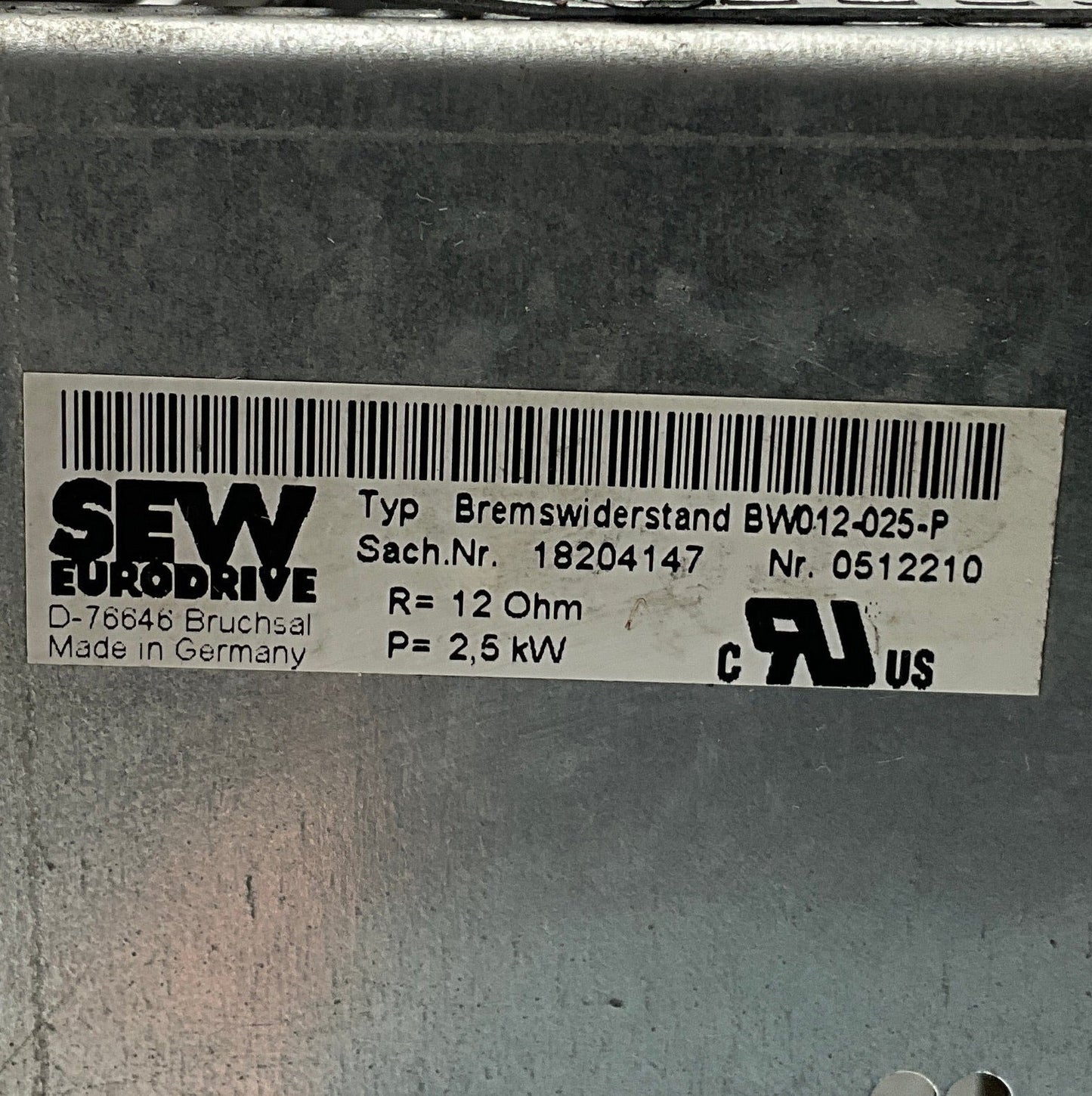SEW Eurodrive BW012-025-P Braking Resistor