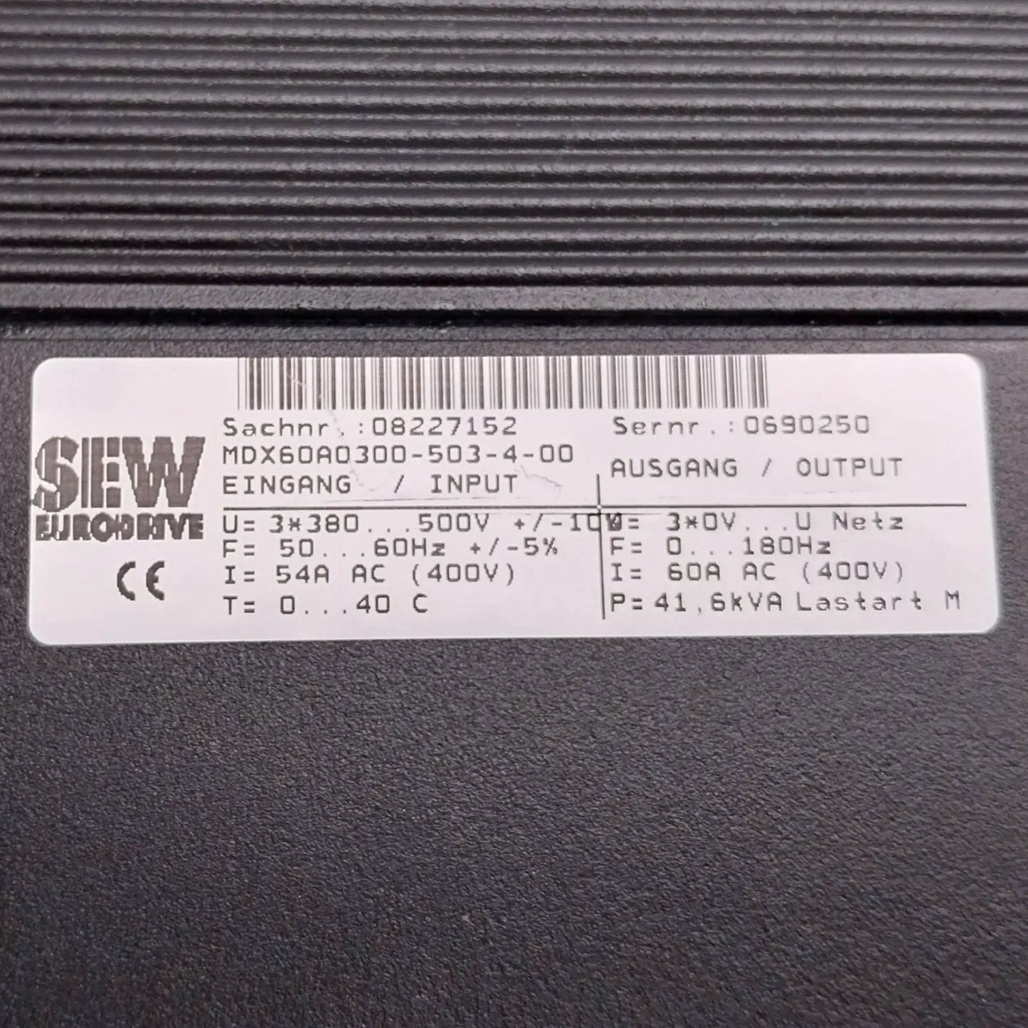 SEW Eurodrive Movidrive MDX60A0300 503 4 00 Inverter Drive