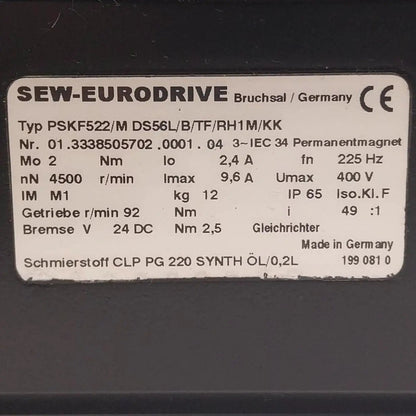 SEW Eurodrive PSKF522/M DS56L/B/TF/RH1M/KK Planetary Servo Gearmotor