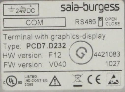 Saia-Burgess PCD7.D232 Graphic Display Module