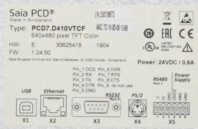Saia PCD7.D410VTCF Micro Browser Web Panel