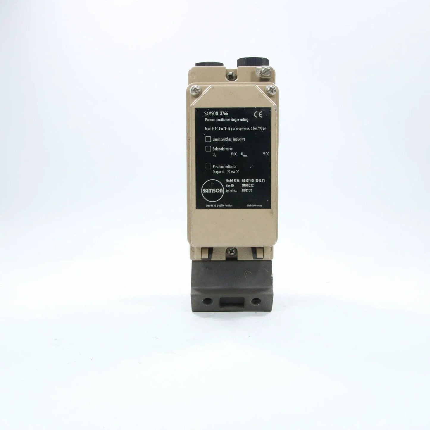 Samson pneumatic positioner 3766 1008212 Used
