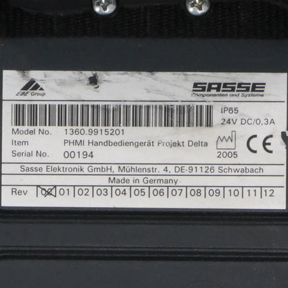 Sasse 1360 9915201 PHMI Handheld Control Unit