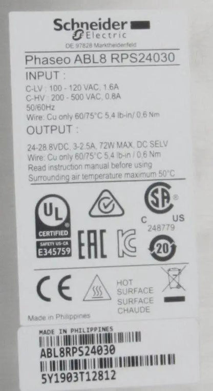 Schneider Electric Phaseo ABL8 RPS24030 Power Supply