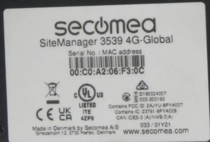 Secomea SiteManager 3539 4G-Global IoT Gateway
