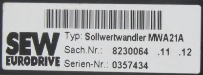 Sew Eurodrive Set Point Converter MWA21A